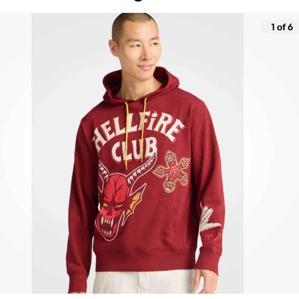 Men's Stranger Things Hellfire Graphic Hoodie Net… - image 1